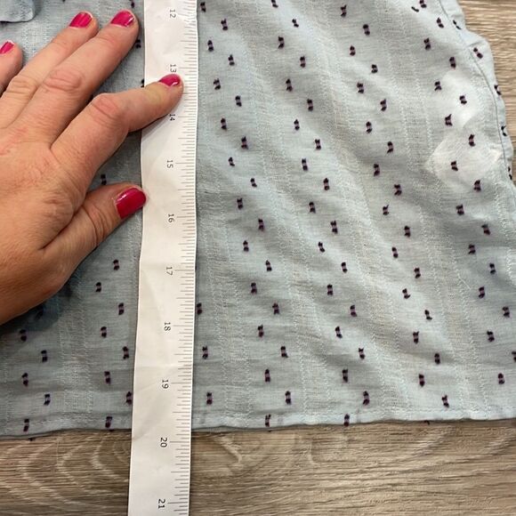 Zara blue textured Swiss dot mesh long sleeve ruffle blouse top M in Pastel Blue - Picture 8 of 8